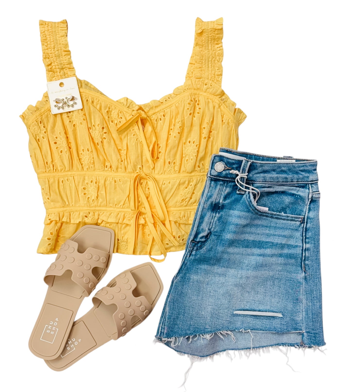 You Are A Babe Lemon Eyelet Blouse