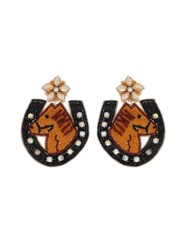 Jeweled Horseshoe Beaded Earrings