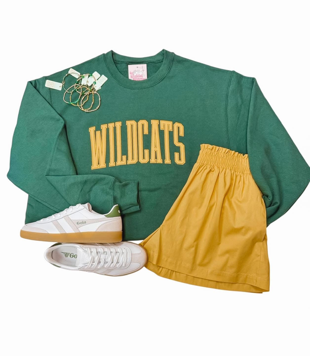 Varsity Arched Puff Wildcat Crewneck