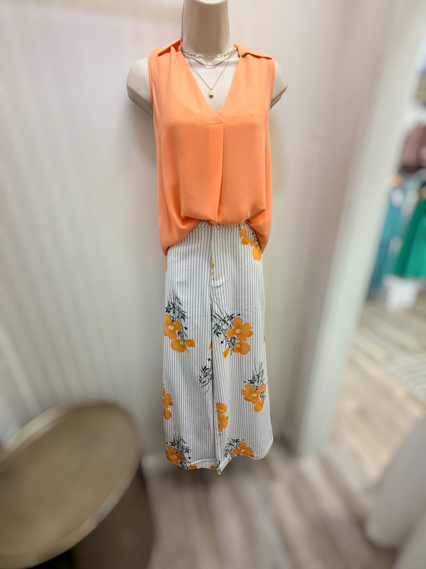 Peach Bellini Satin Blouse