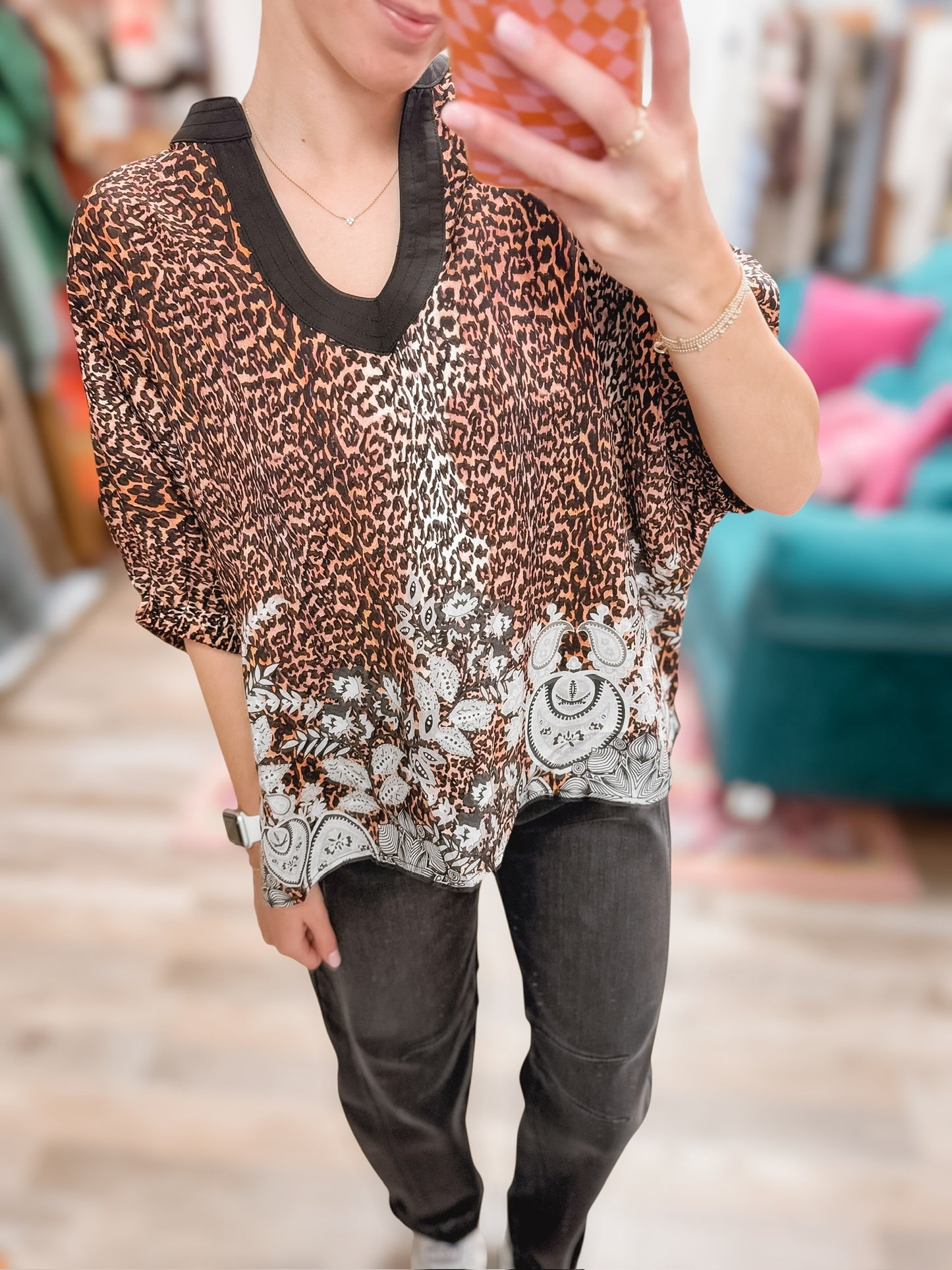 Wild Mix Black Printed Blouse