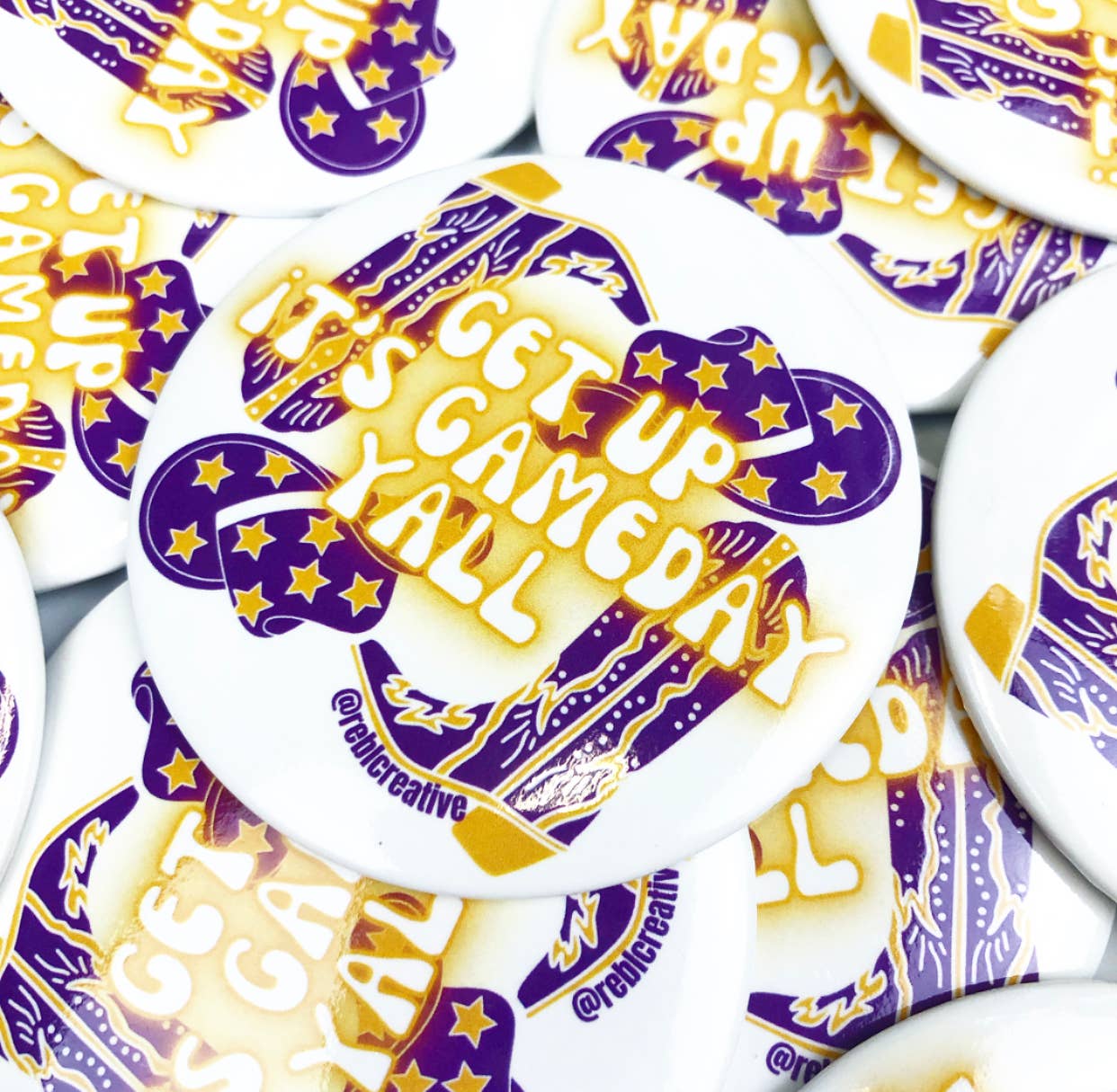 Get Up - Purple/Gold - Game Day Button