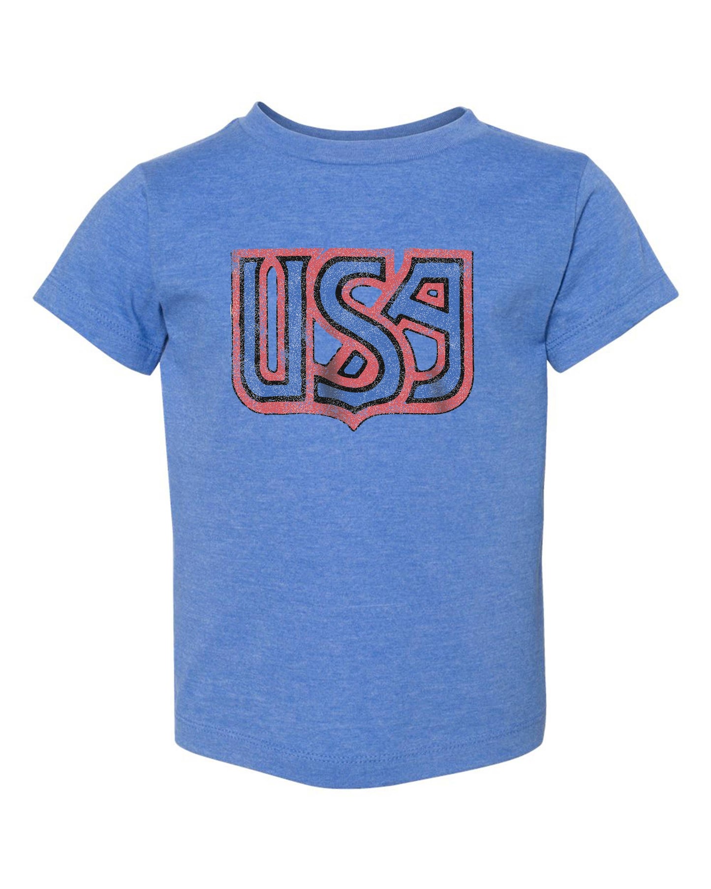 4th of July Children's USA Monogram Blue Graphic Tee