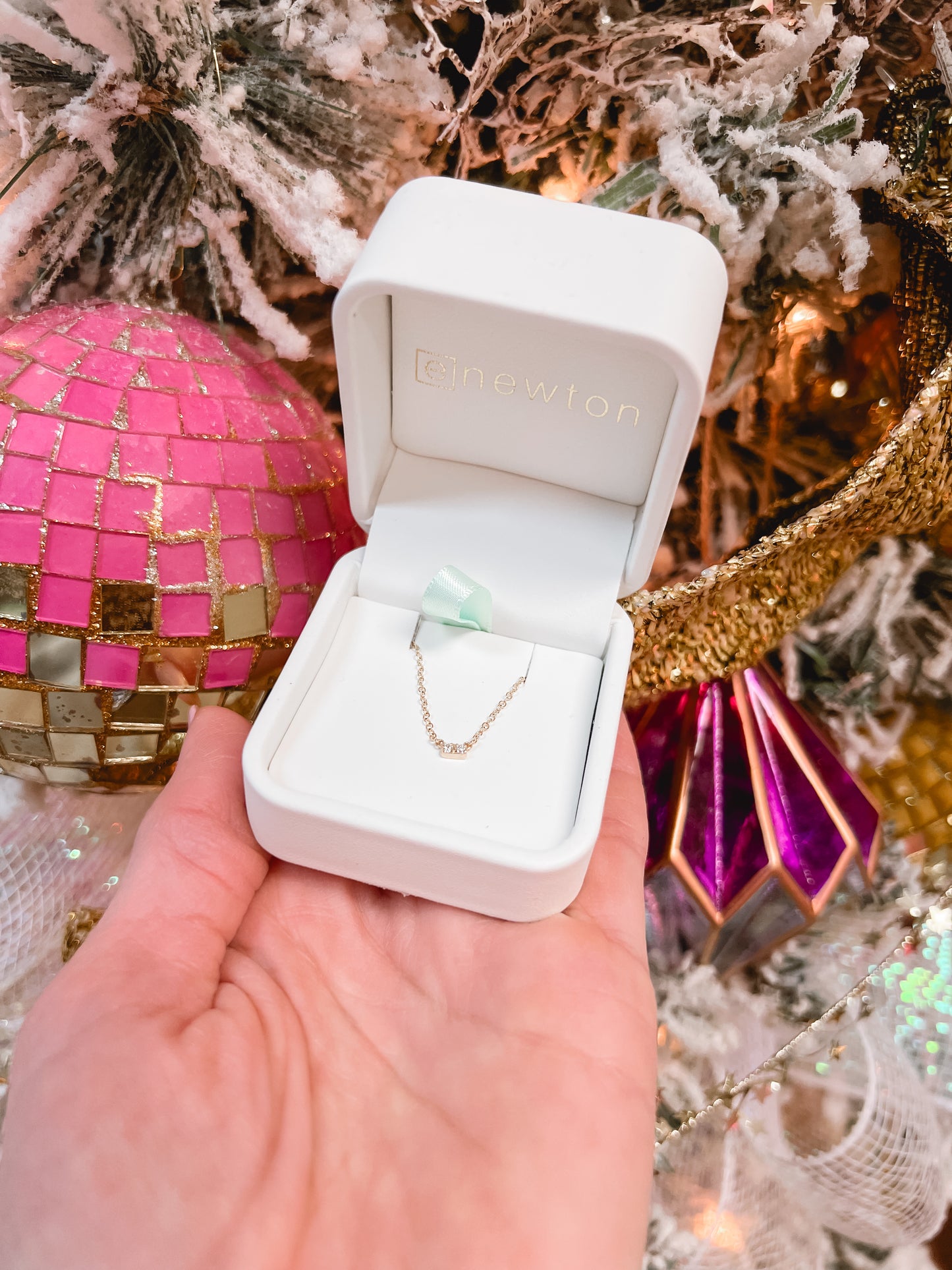 14kt gold and diamond significance bar necklace - two