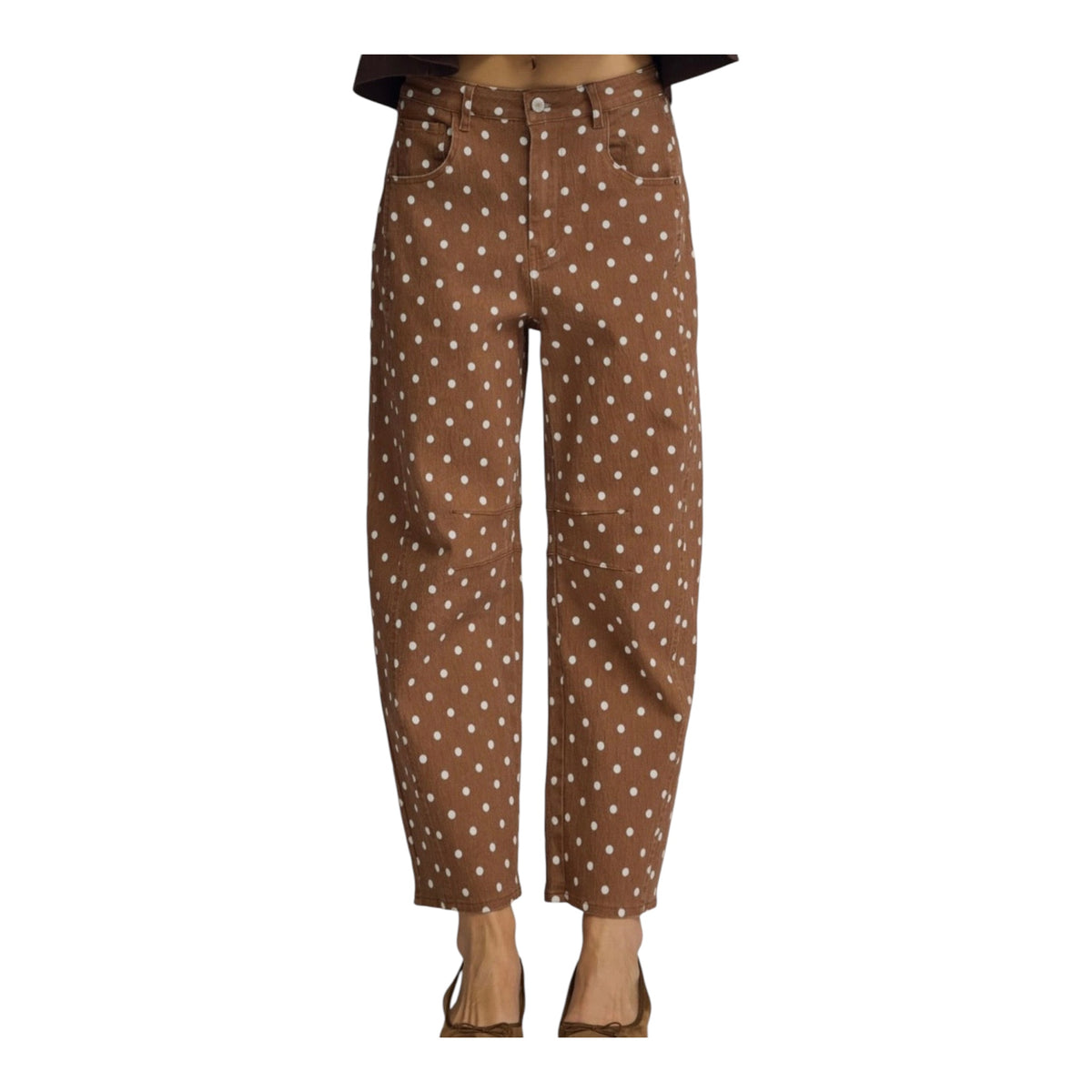 Millie Brown Polka Dot Barrel Pants