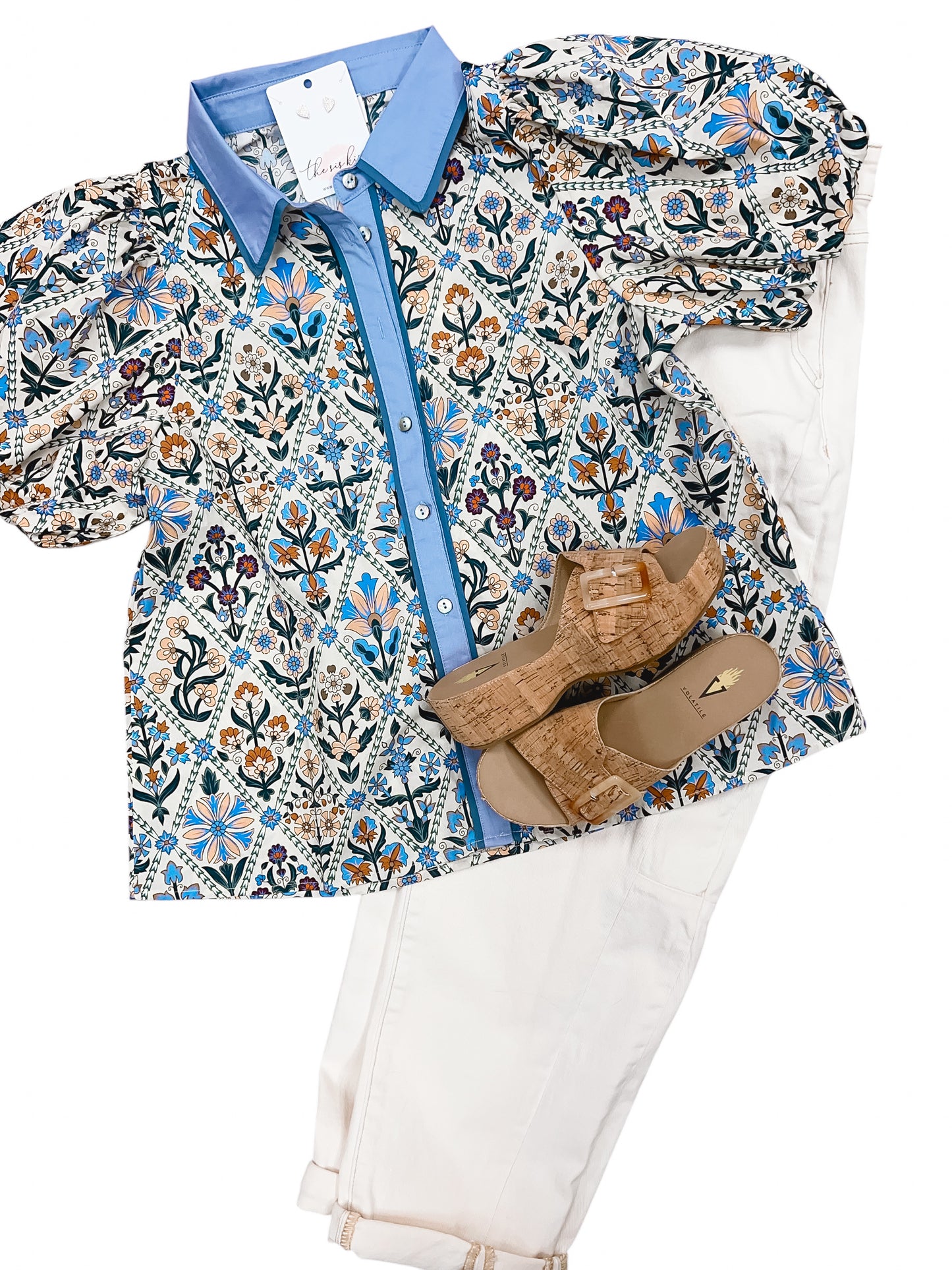 Blueberry Spice Button Up SS Blouse