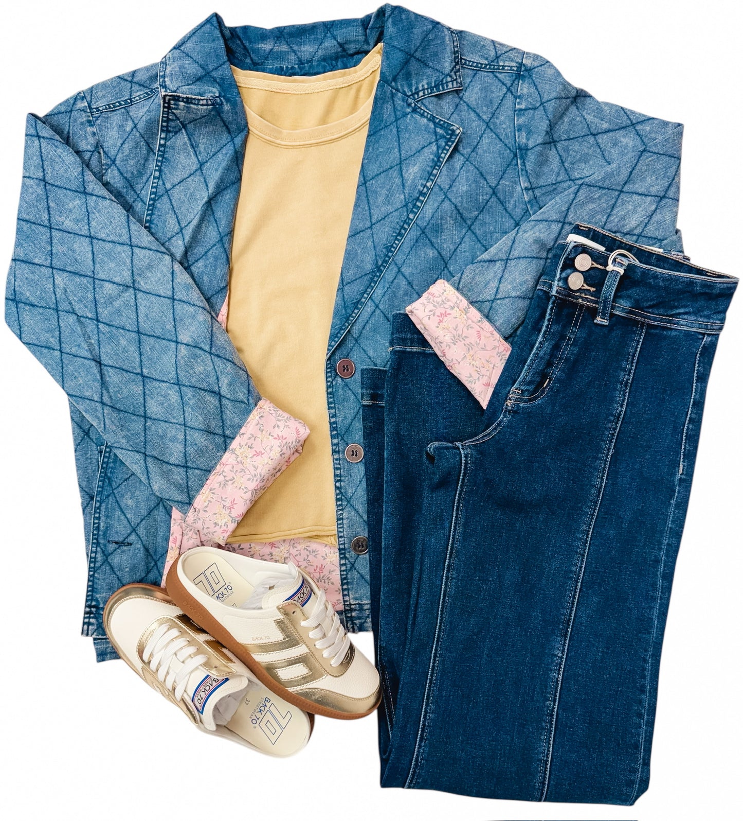 Jill Denim Quilted Blazer