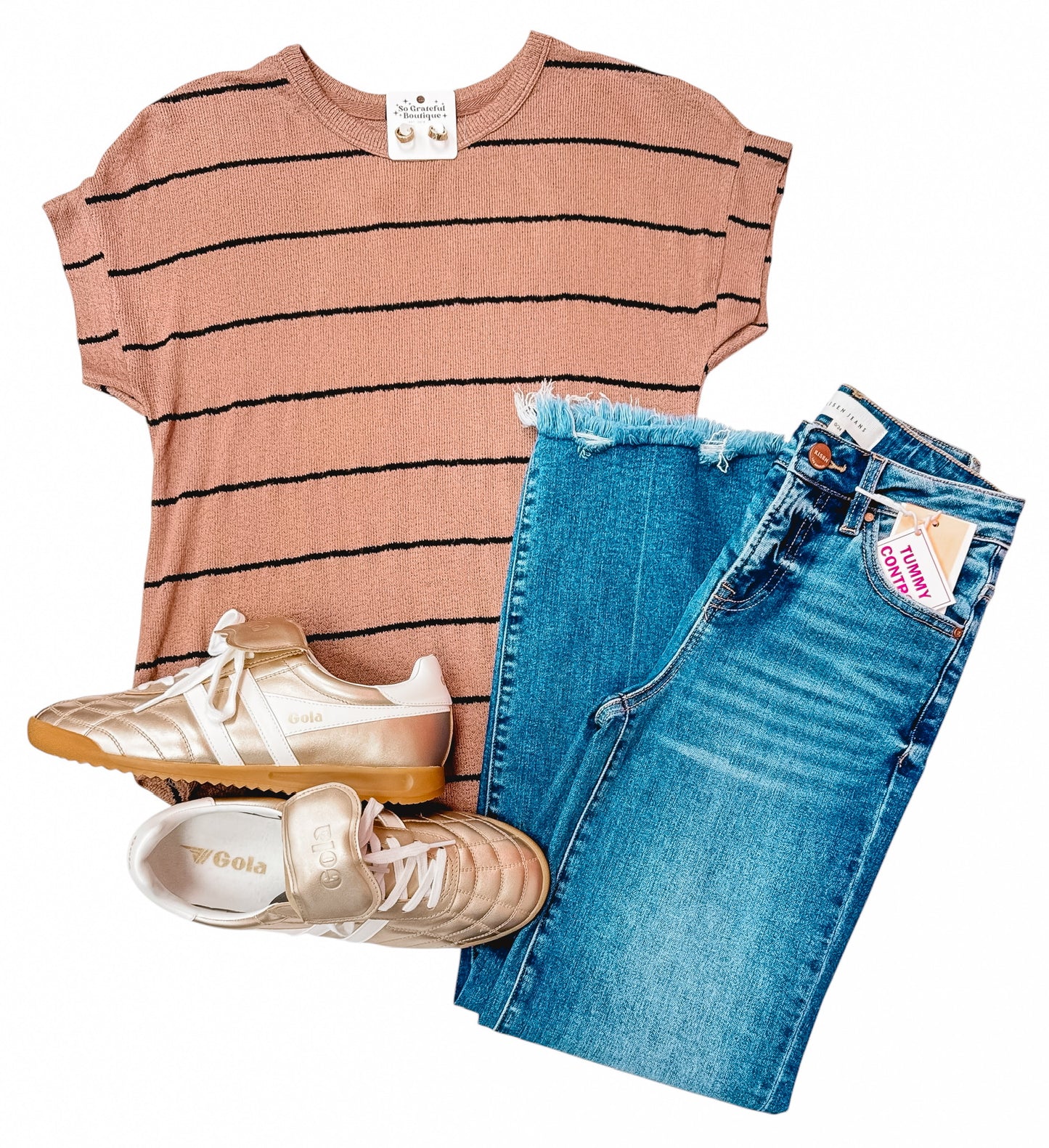 Stripe Thru Mocha Knit Top