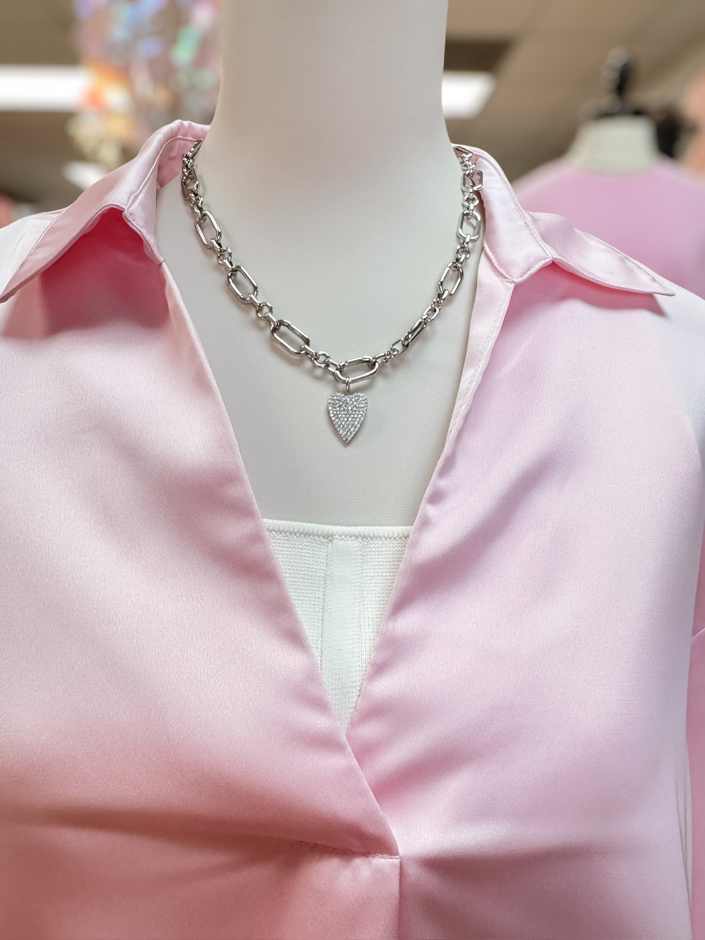 I Mean Business Soft Pink Satin LS Blouse