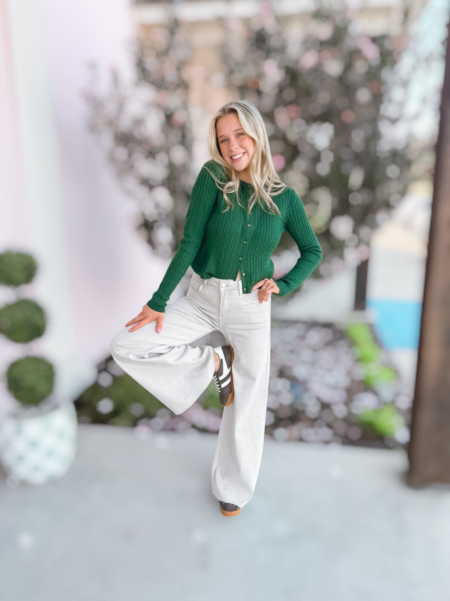 Keri Hunter Green Cable Cardigan