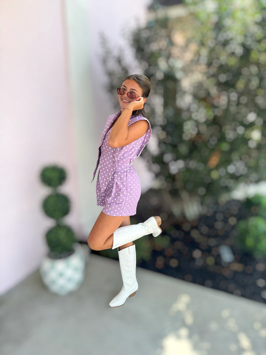 Tailgate Polka Dot Tailored Romper