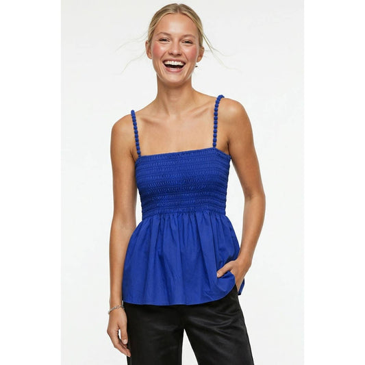 Capri Blue Pom Pom Smocking Blouse