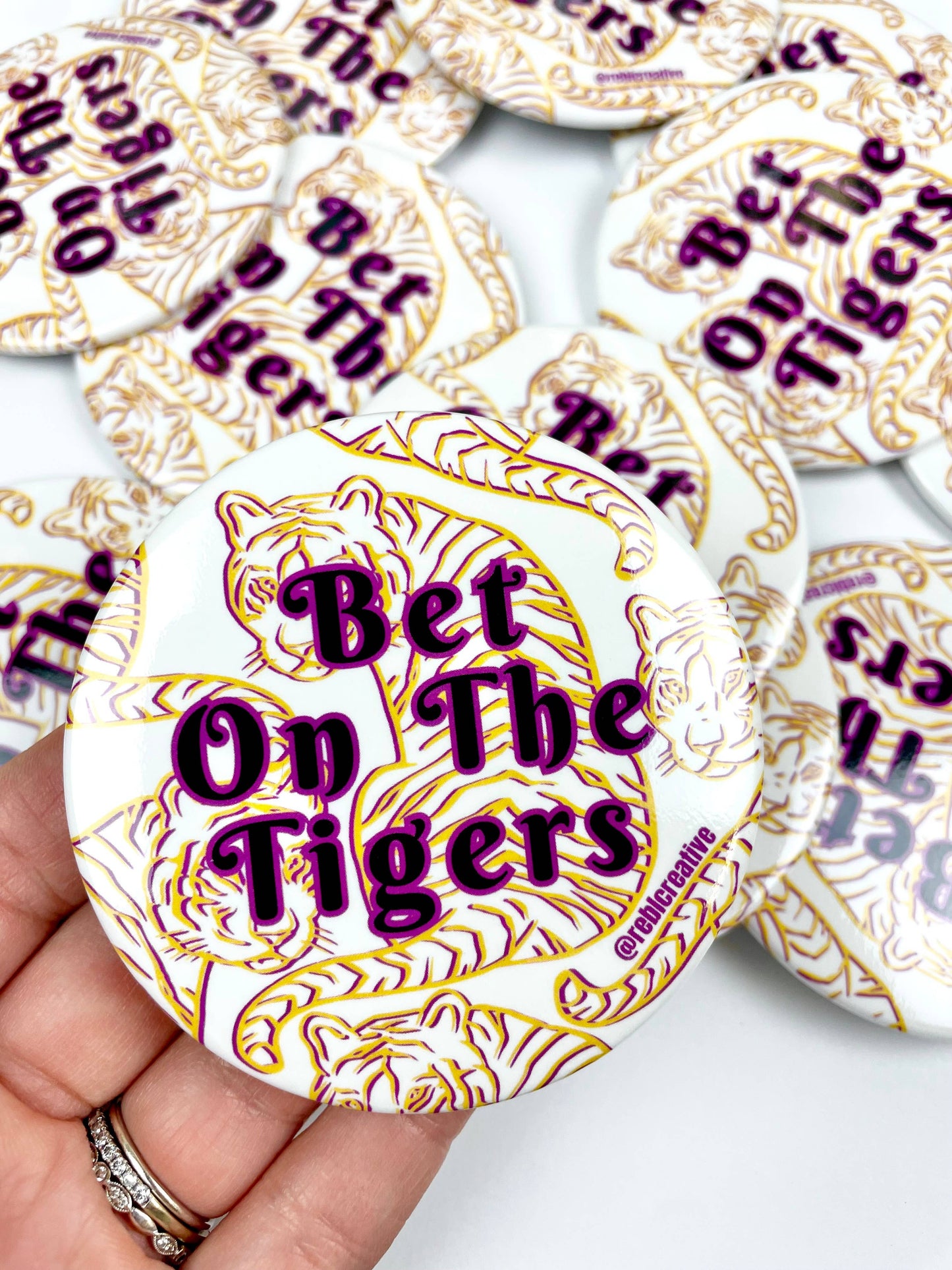 Bet On The Tigers - Purple and Yellow - Game Day Button
