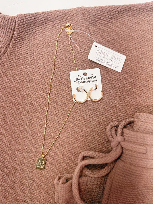 Brown Cloud 9 Mock Neck Long Sleeve Top