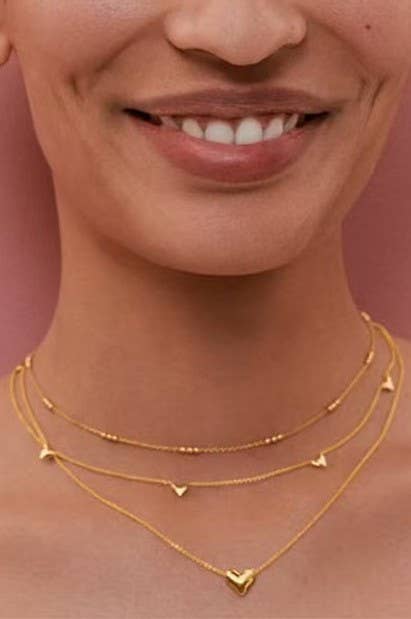 18K STAINLESS STEEL TARNISH FREE LAYERED NECKLACE | 40NK399: Gold