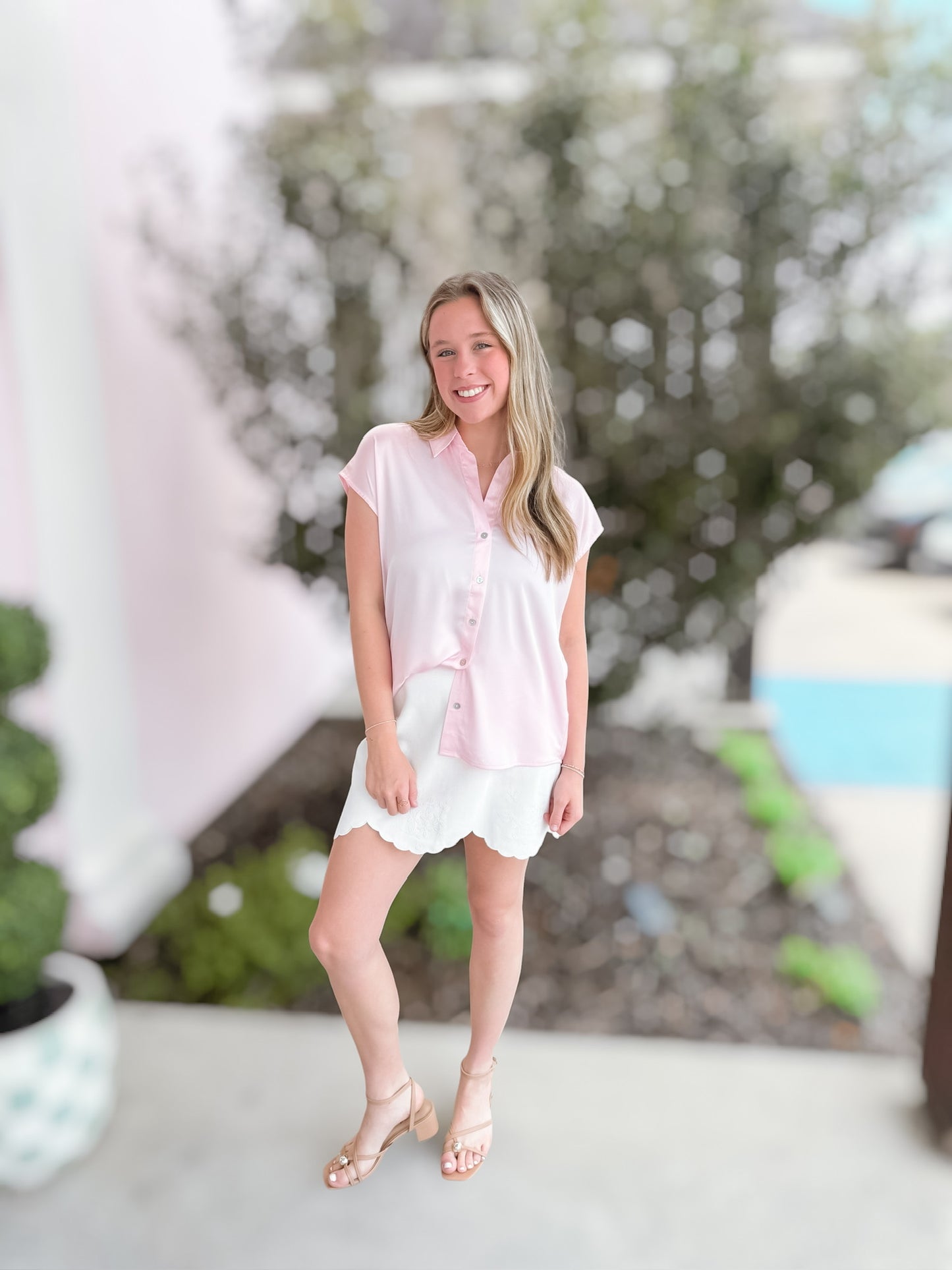 Satin Edit SS Soft Pink Top