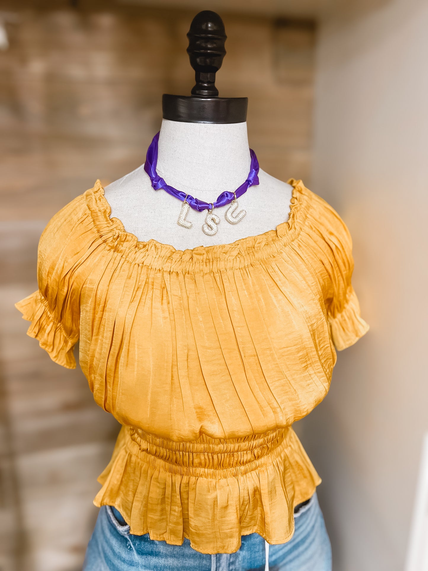 Shine Gold Satin Smocked Top
