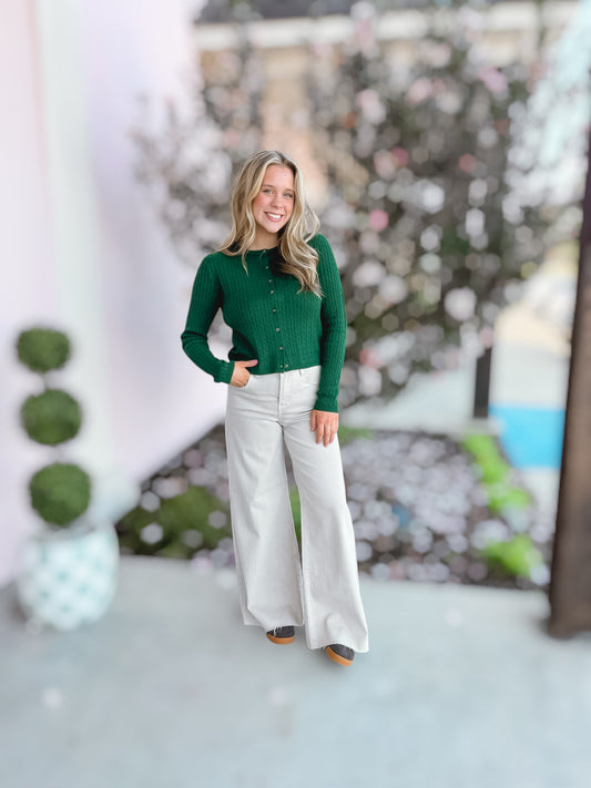 Keri Hunter Green Cable Cardigan