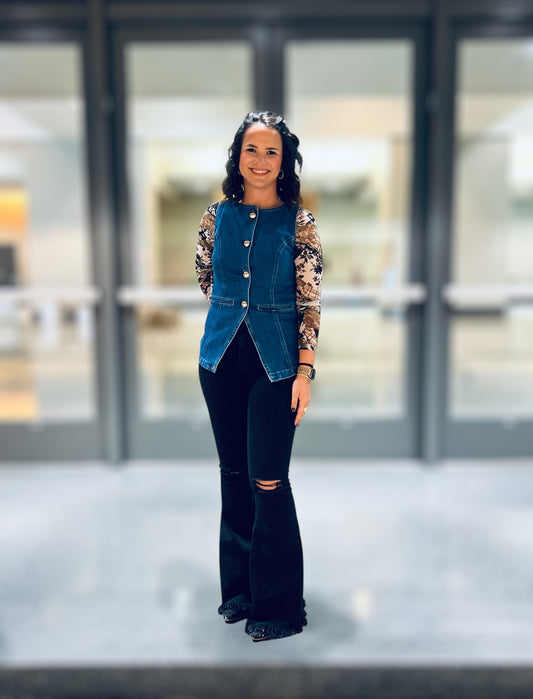 Dome Button Denim Vest