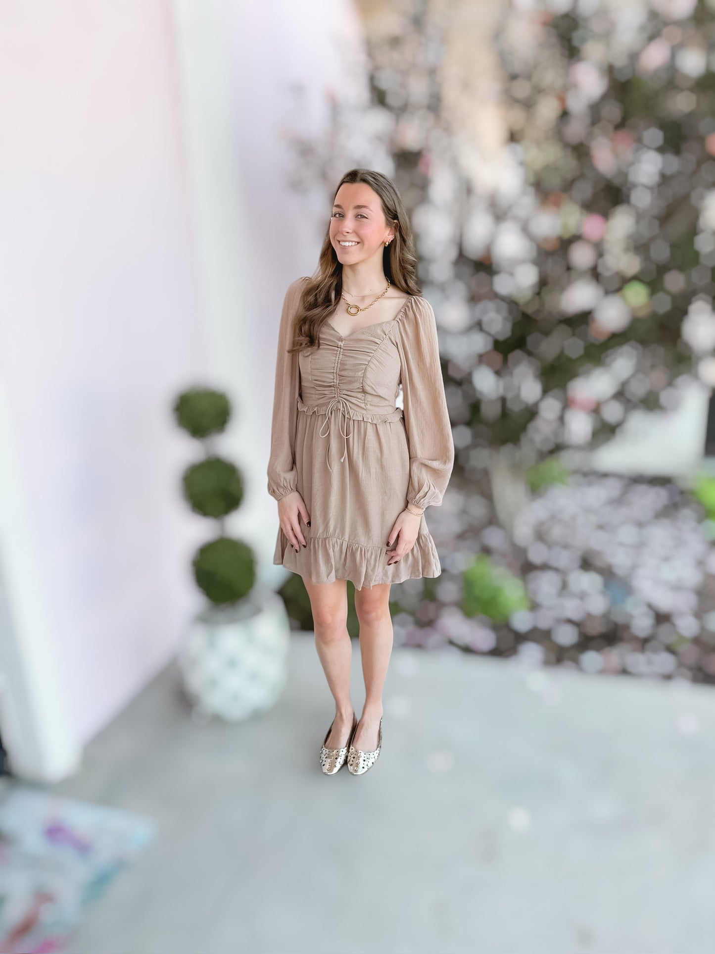Taupe Ruching Dress