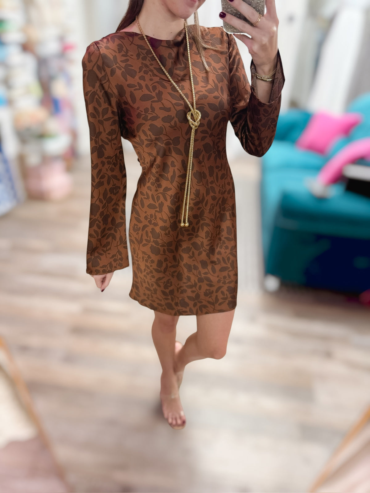 Autumn Babe Satin Mini Dress
