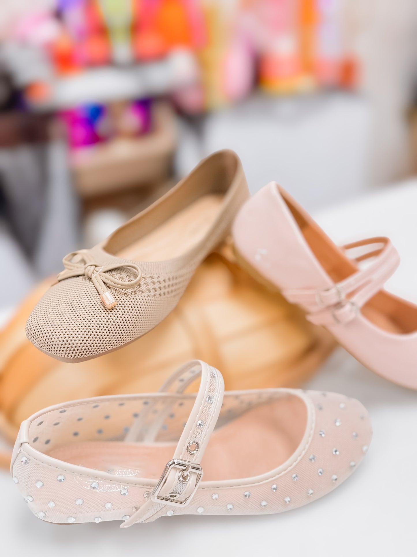 Presents Bow Taupe Ballet Flats