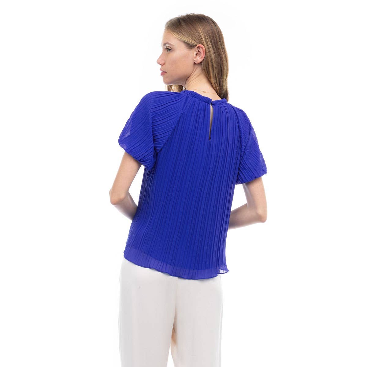 Ocean Blues Bubble Sleeve Blouse