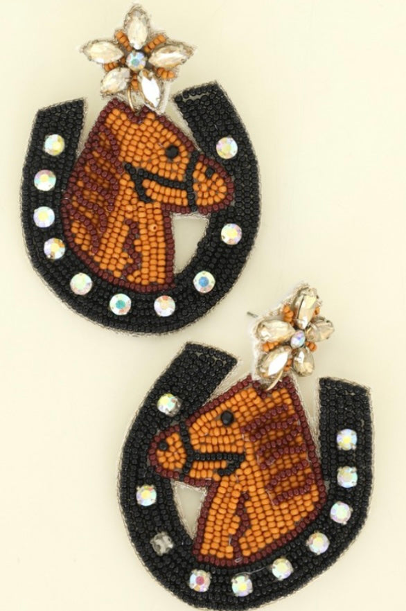 Jeweled Horseshoe Beaded Earrings