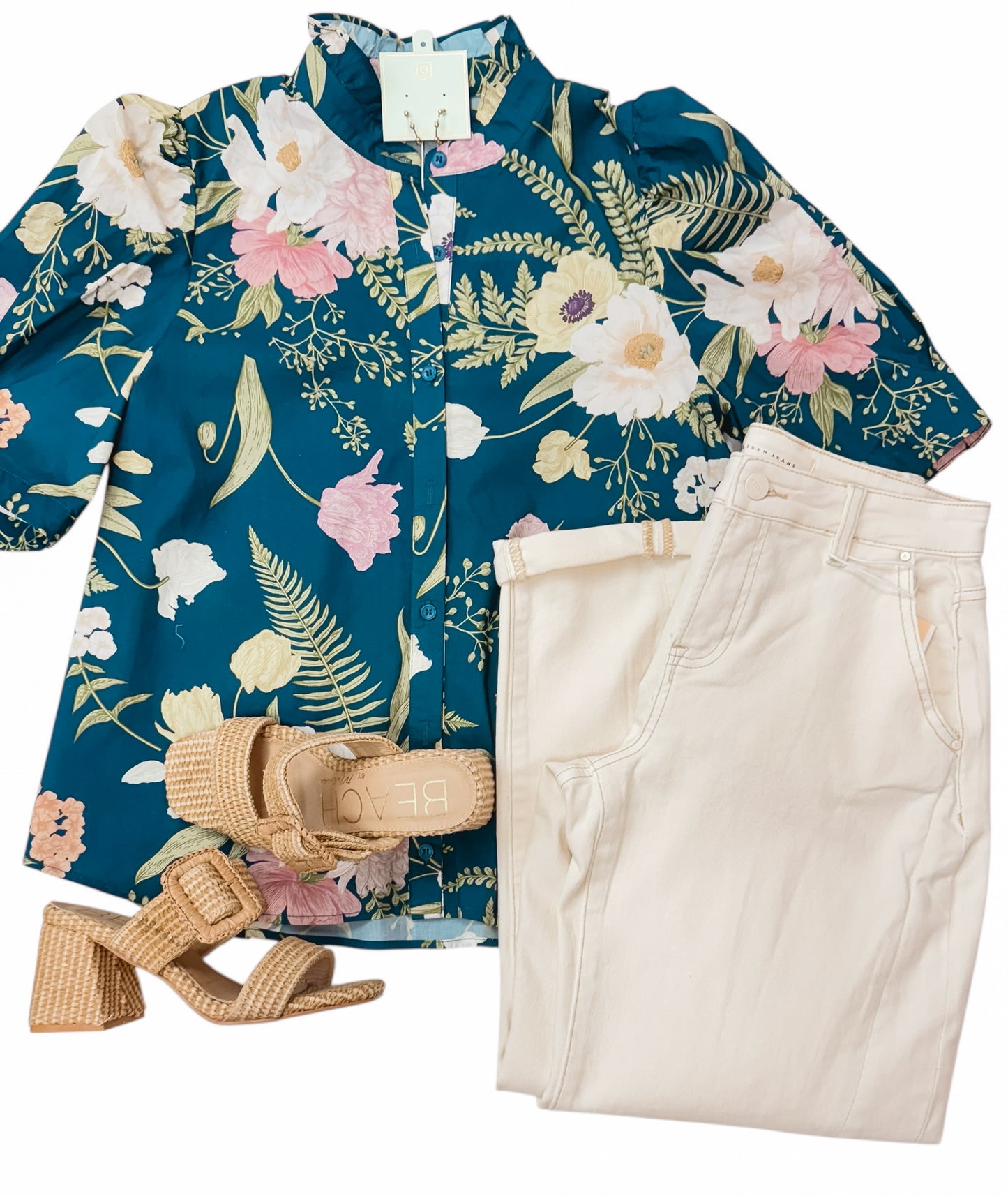 Teal Be Mine Floral Button Up
