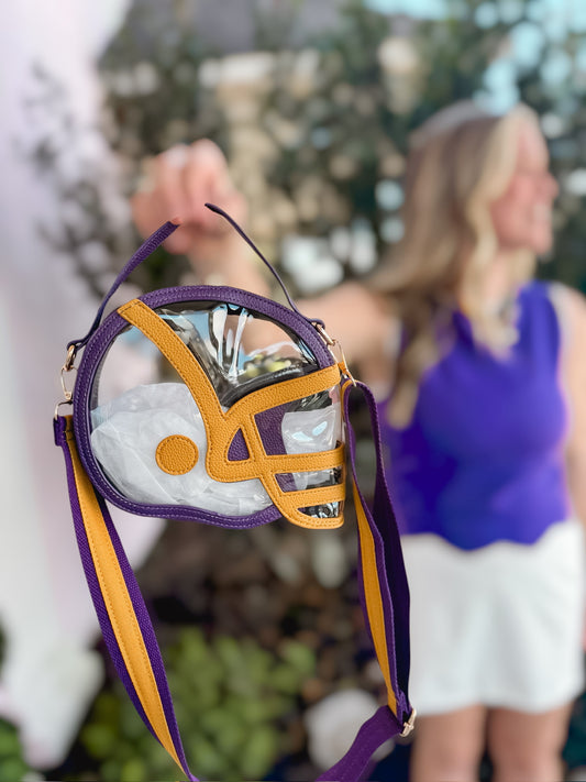 Clear Gameday Football Helmet Satchel/Crossbody Bag