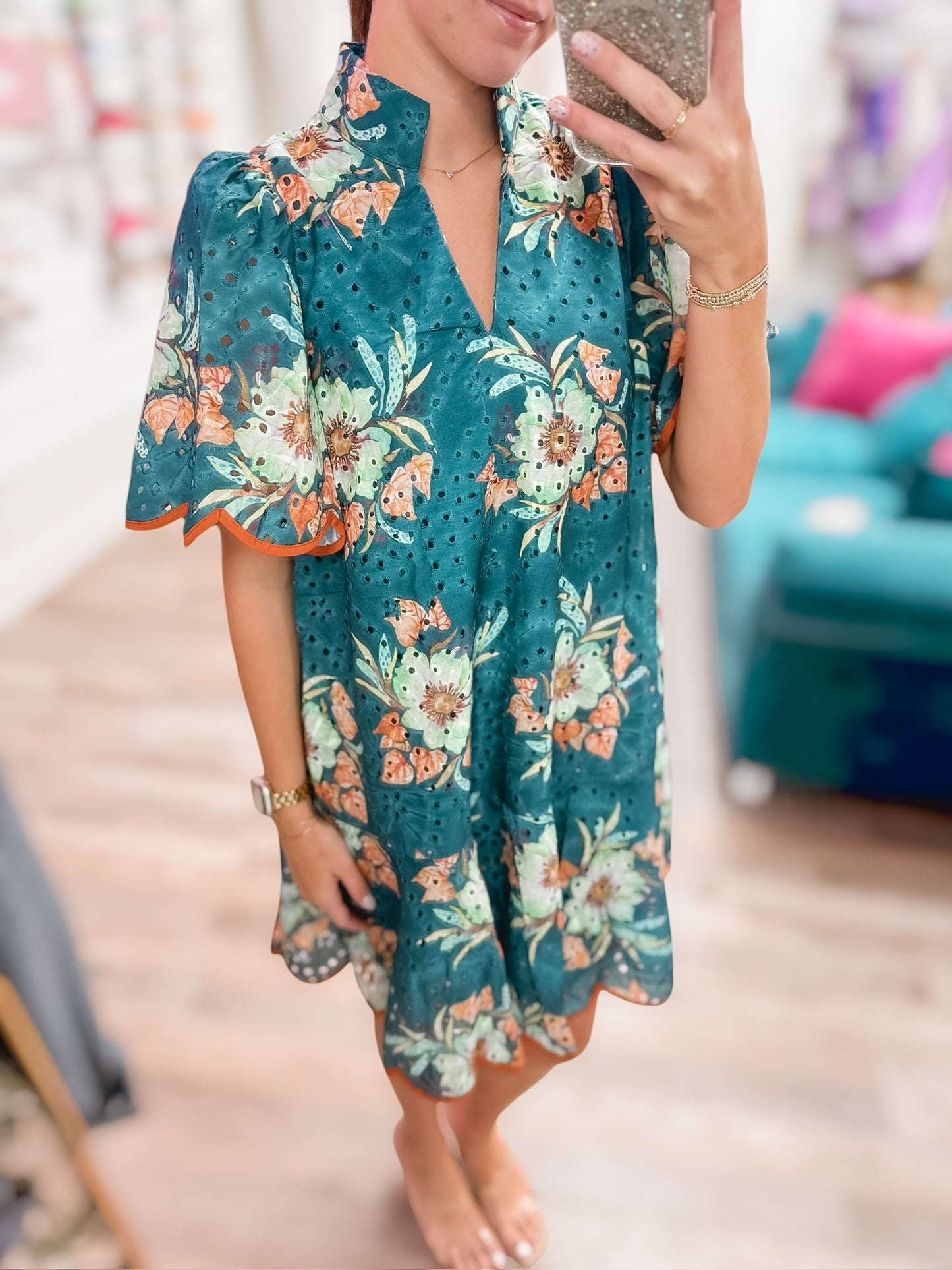 Willow Floral Teal Dress