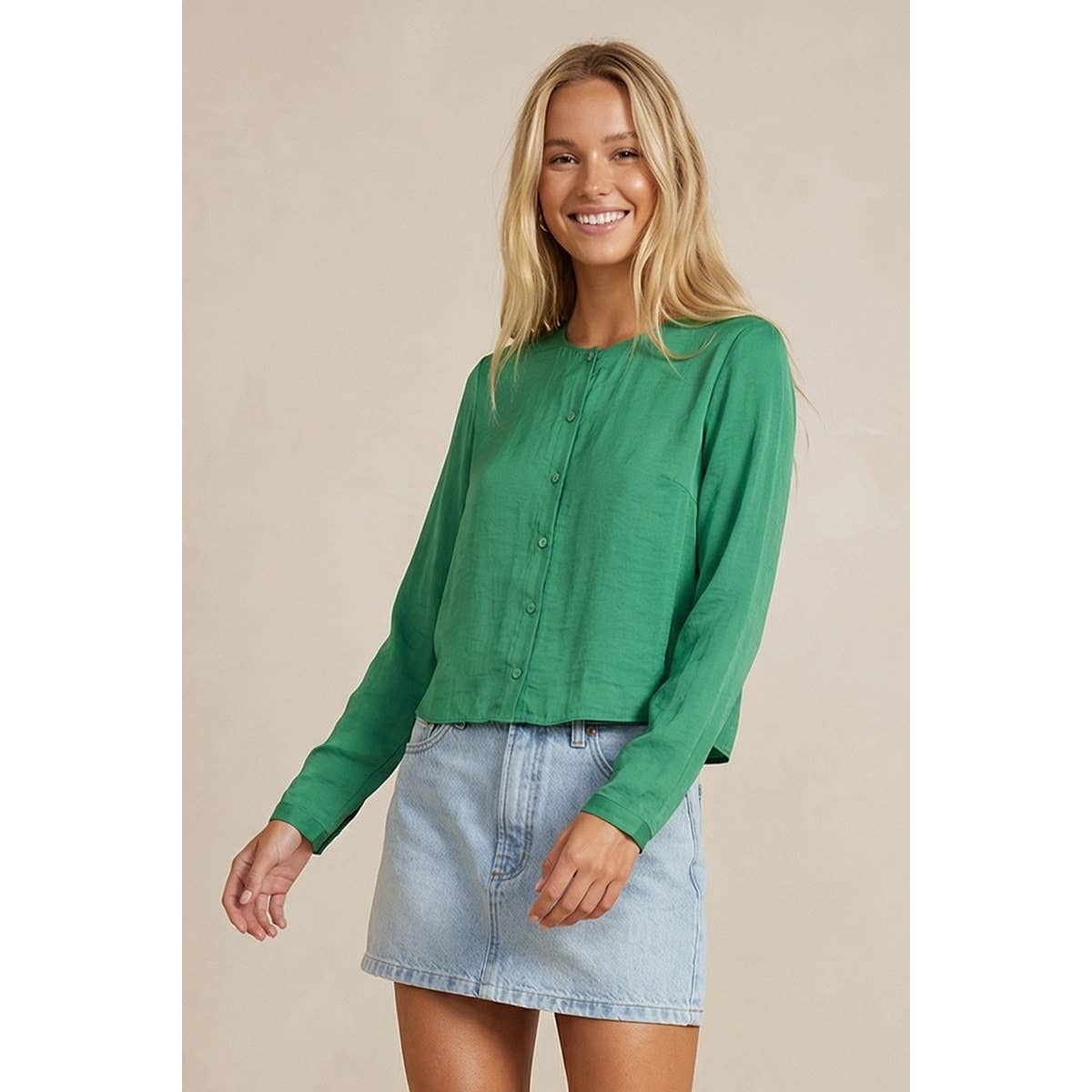 Meadow Cropped Button Up Blouse
