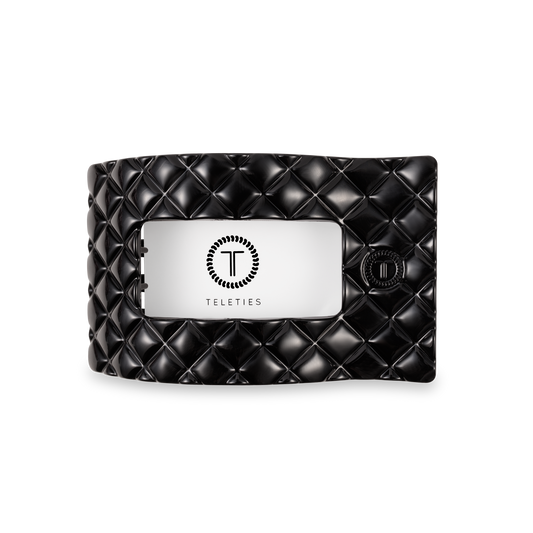 Flat Rectangle Hair Clip | Medium | Jet Black Quilted