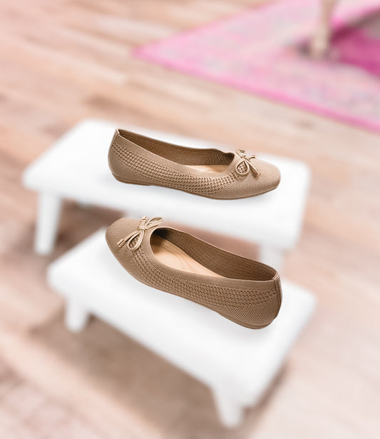 Presents Bow Taupe Ballet Flats