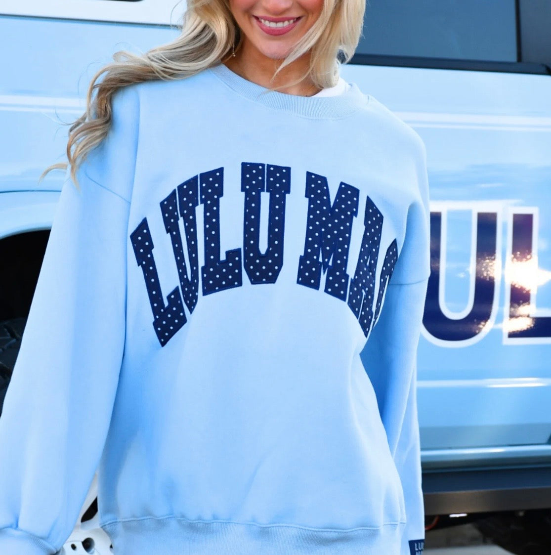 Lulu Mac Lt Blue/Navy Polka Dot Sweatshirt