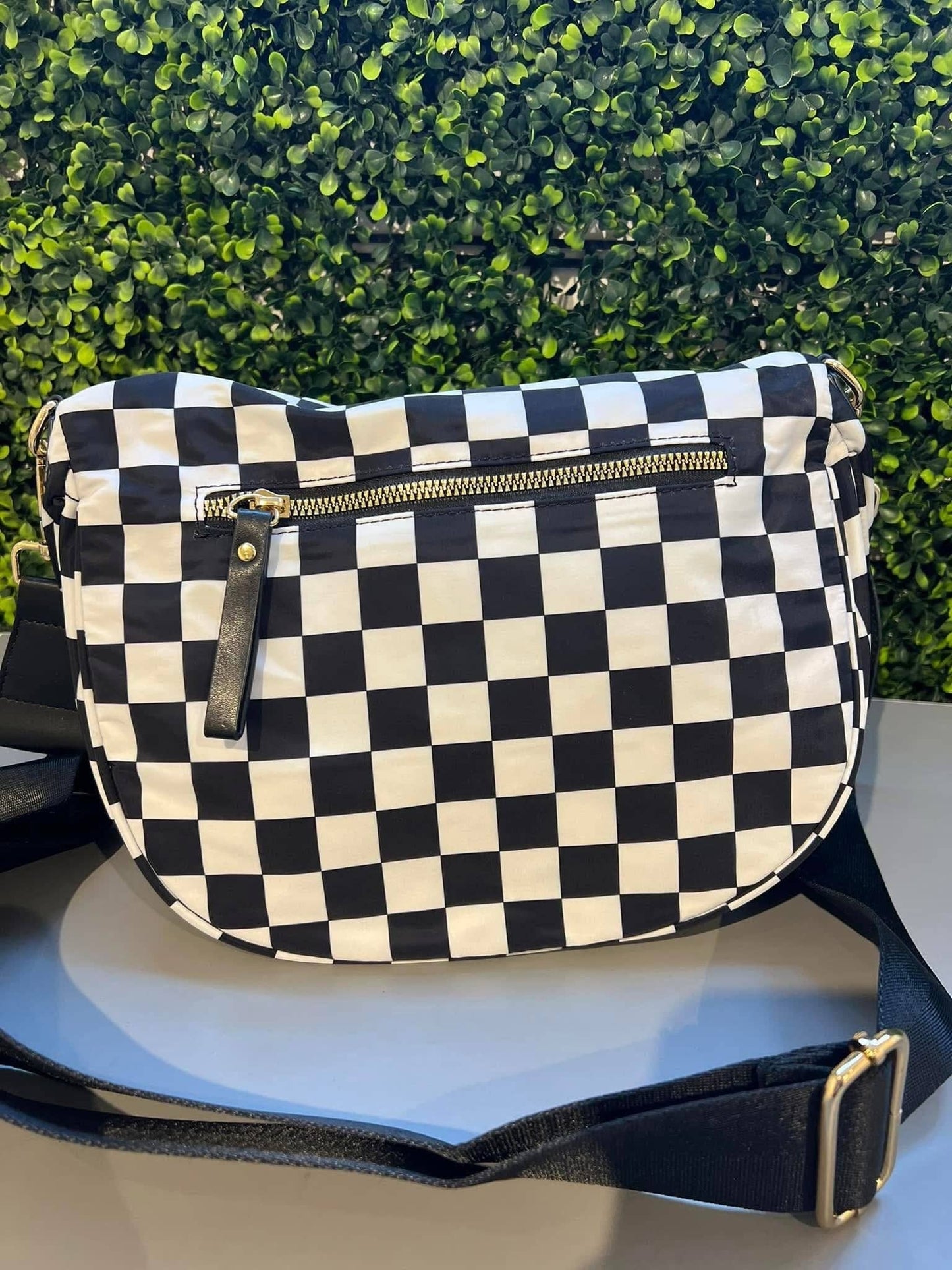 Ali Everything Checkered Double Zip Nylon Bag