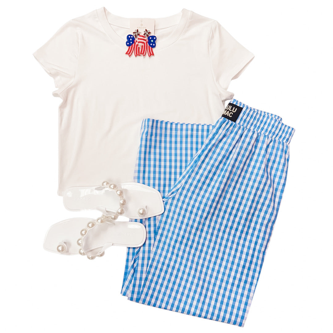 BLUE GINGHAM PANT