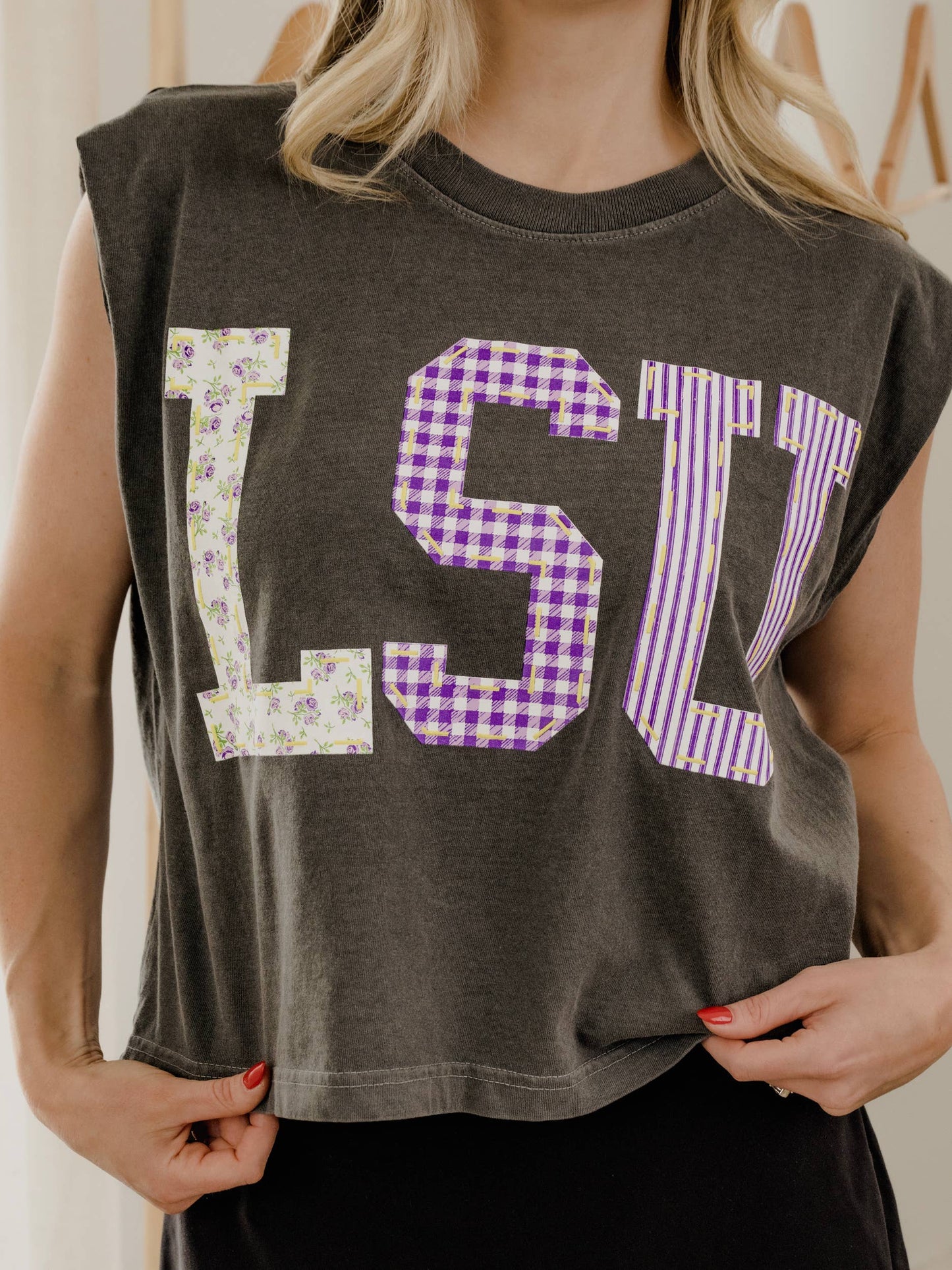LSU Louisiana State Tigers Quilted Puff Ink Smoke Tank