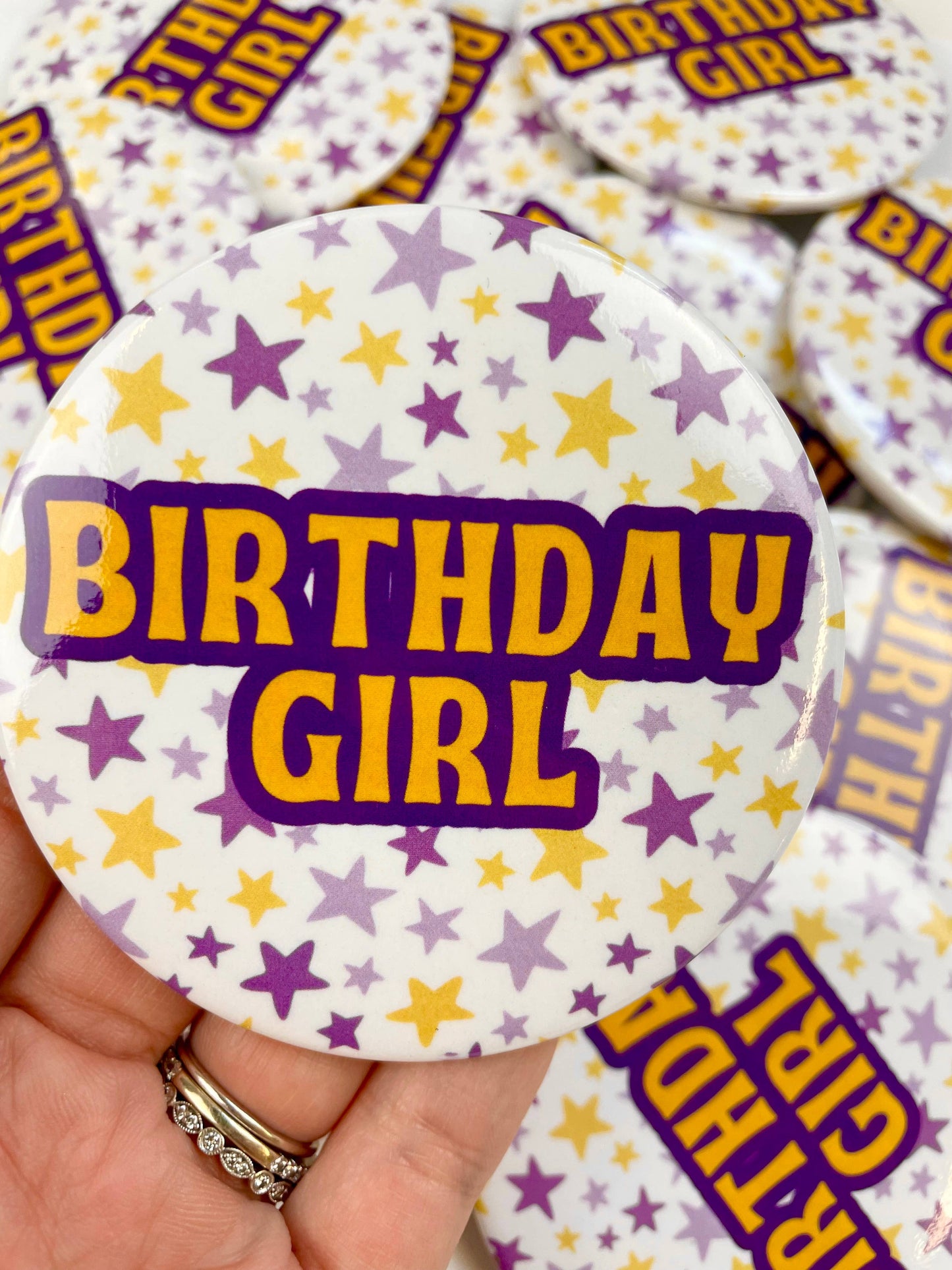 Birthday Girl - Purple and Gold - Button