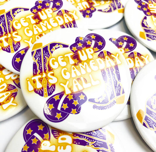Get Up - Purple/Gold - Game Day Button