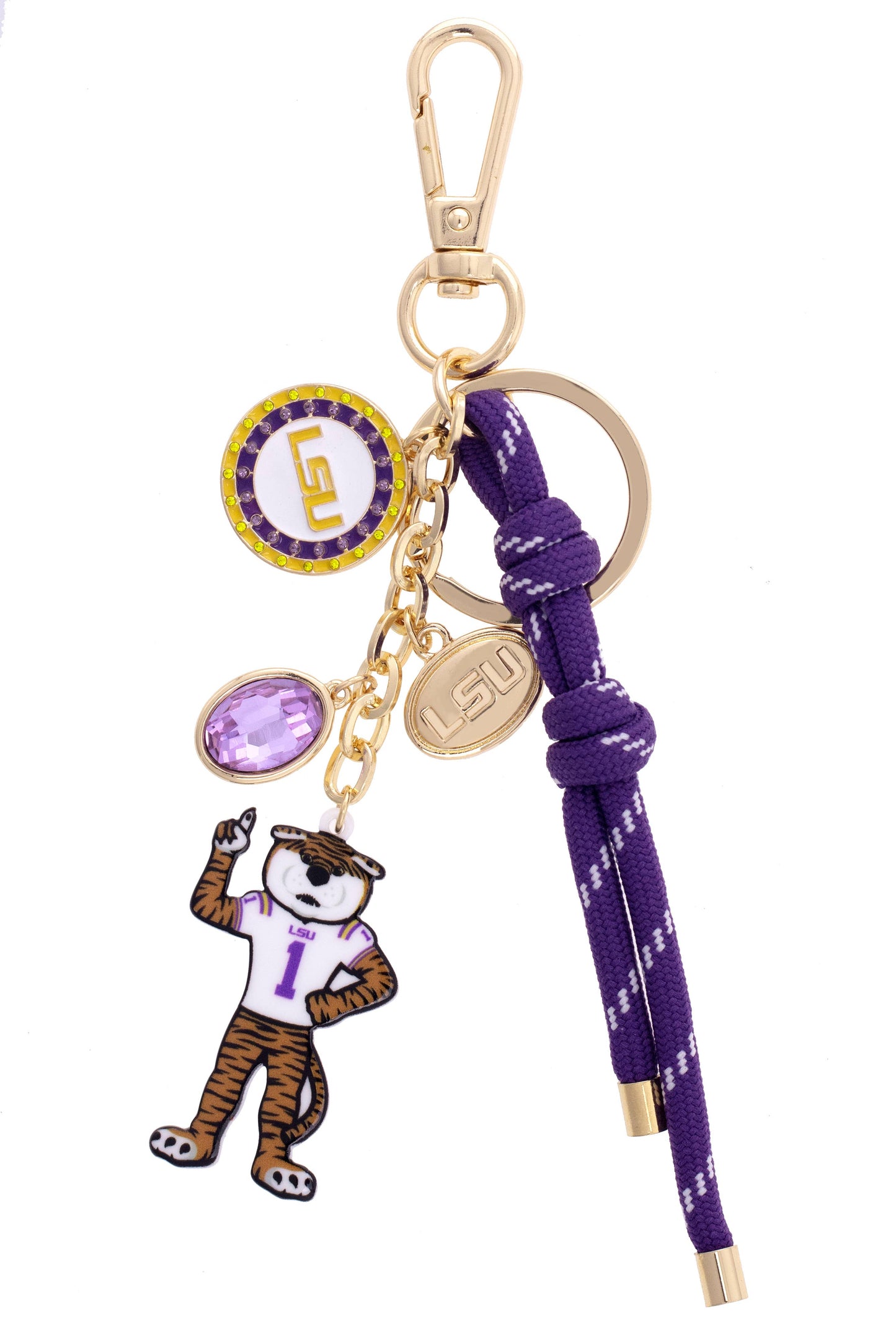 LSU Tigers Cluster Bag Charm in Purple
