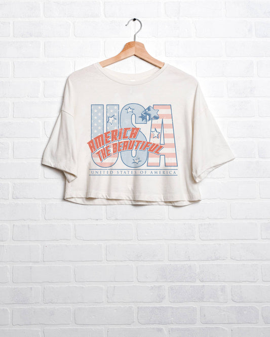 4th of July America The Beautiful Off White Cropped Tee