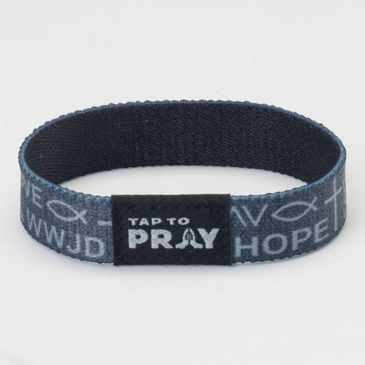 Tap To Pray® Wristband – Symbols of Faith - Grey