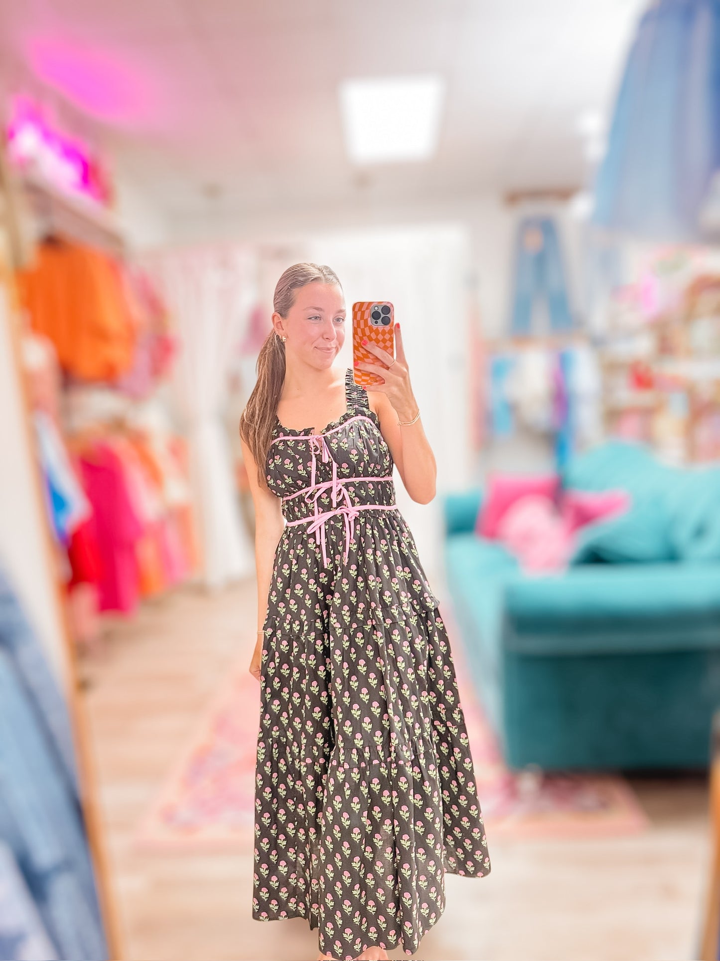 Night Pickin’ Floral Black Dress