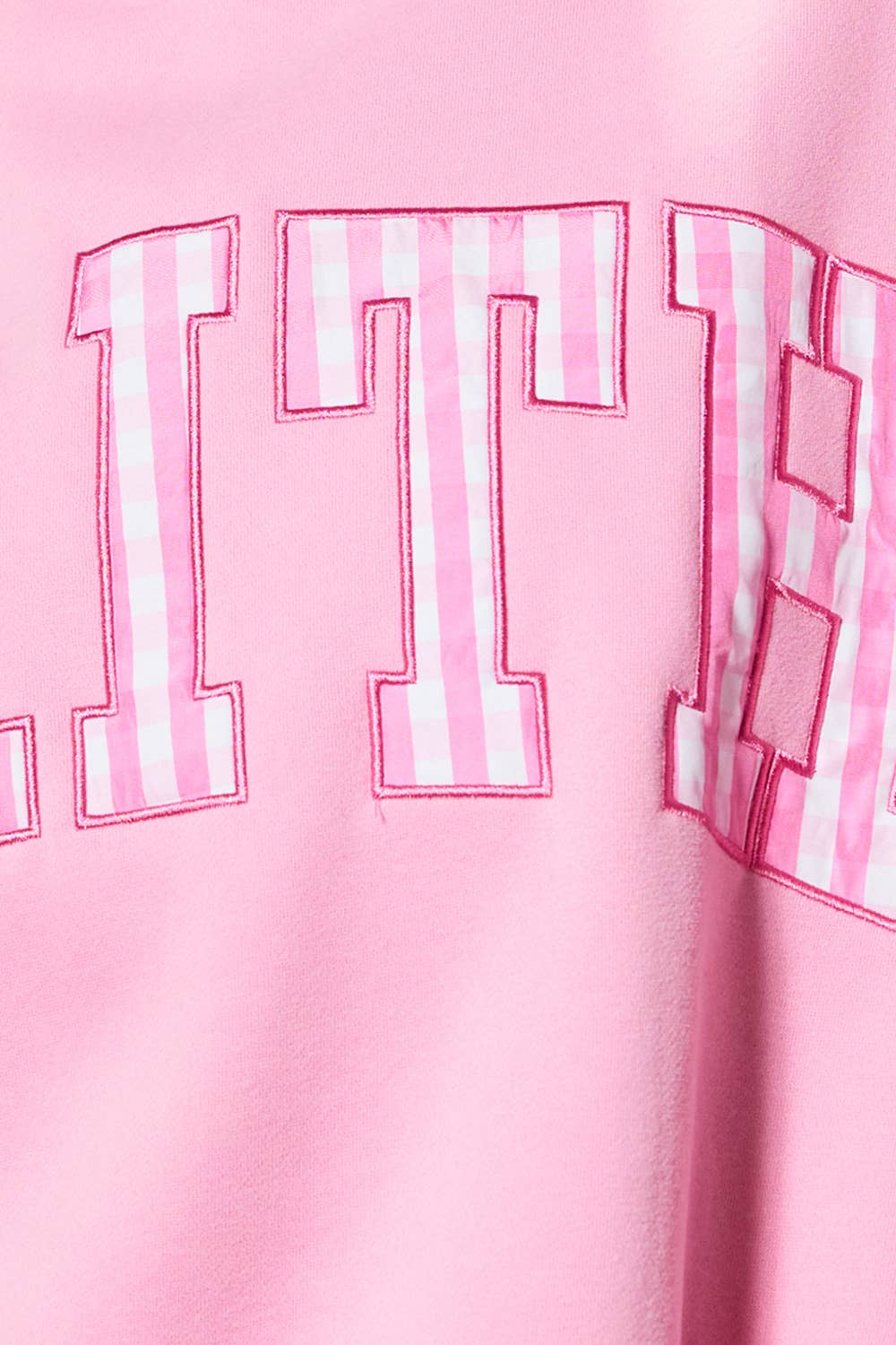 "FAITH" Embroidered Gingham Mock Neck Sweatshirt