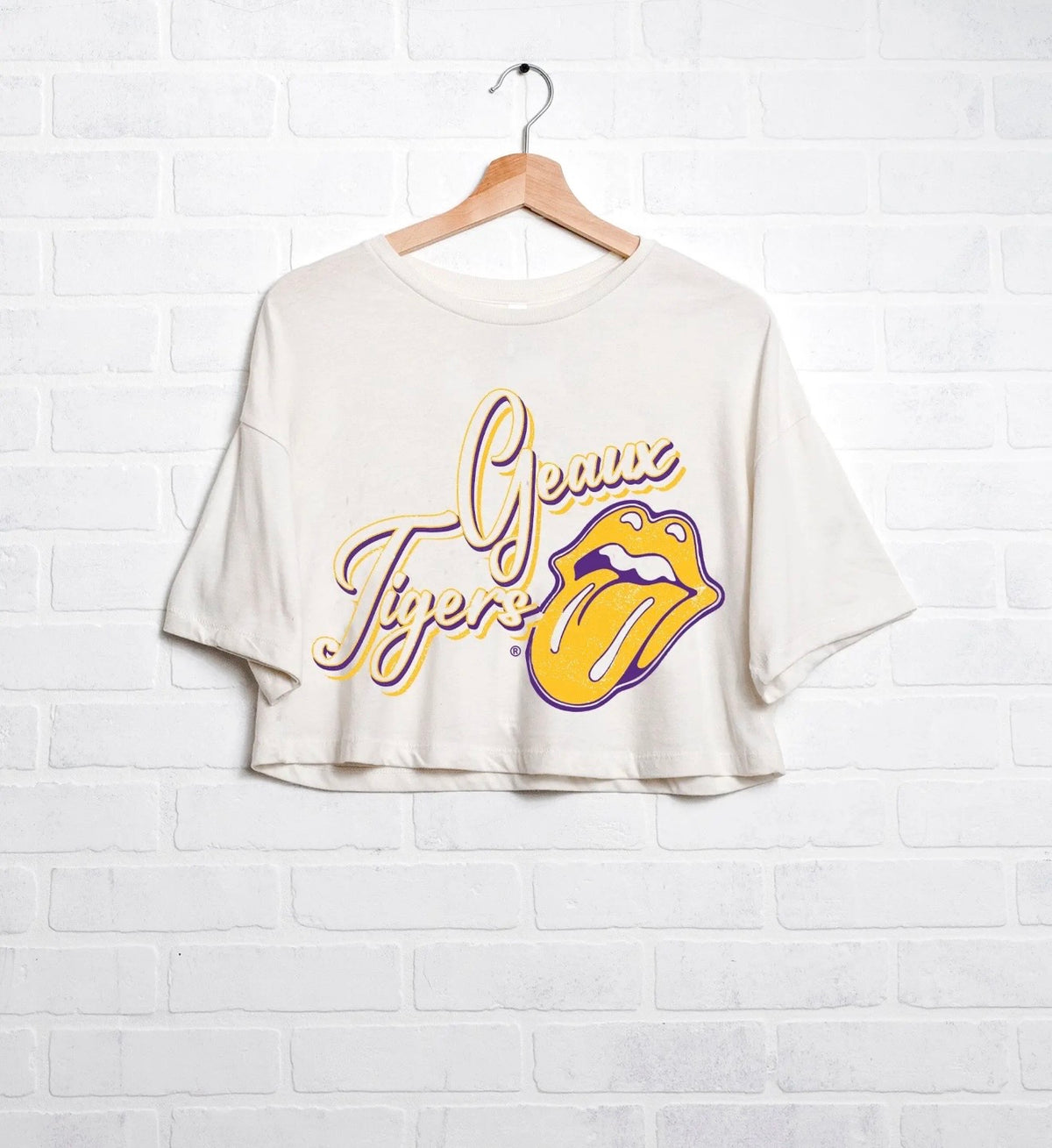 Rolling Stones LSU Tigers Stones Crop Tee