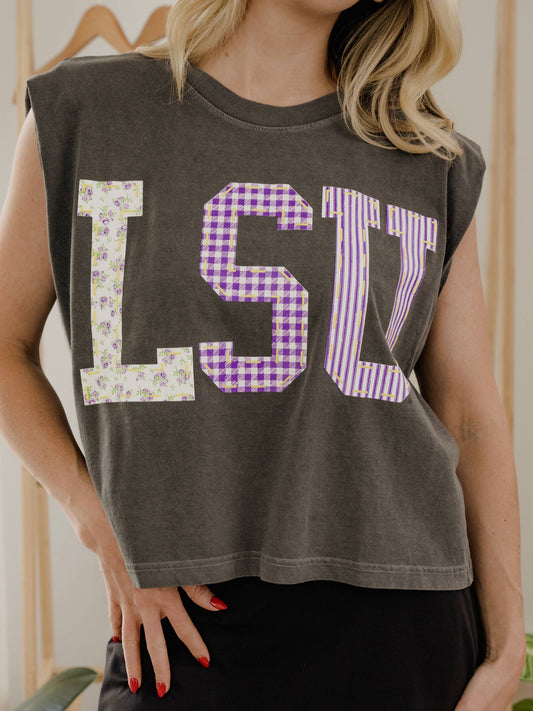 LSU Louisiana State Tigers Quilted Puff Ink Smoke Tank