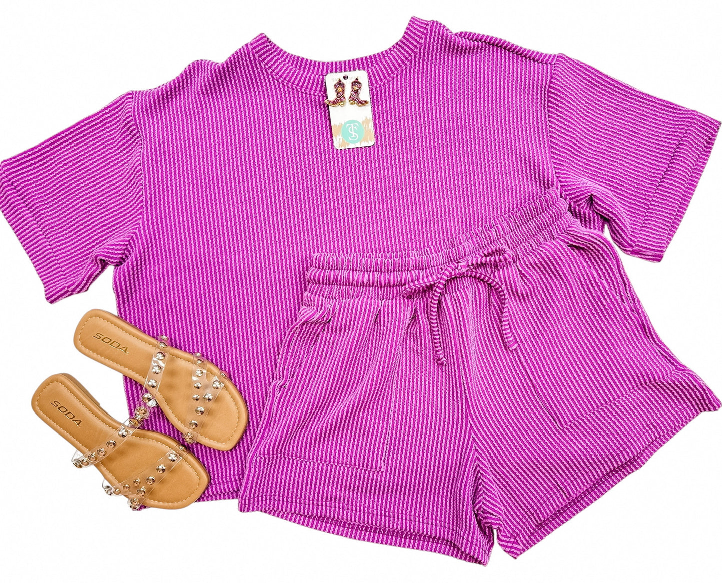 Beach Club Corded Short Set Purple