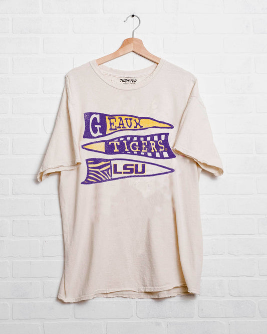 Geaux LSU Tigers Pennant Off White Thrifted Tee
