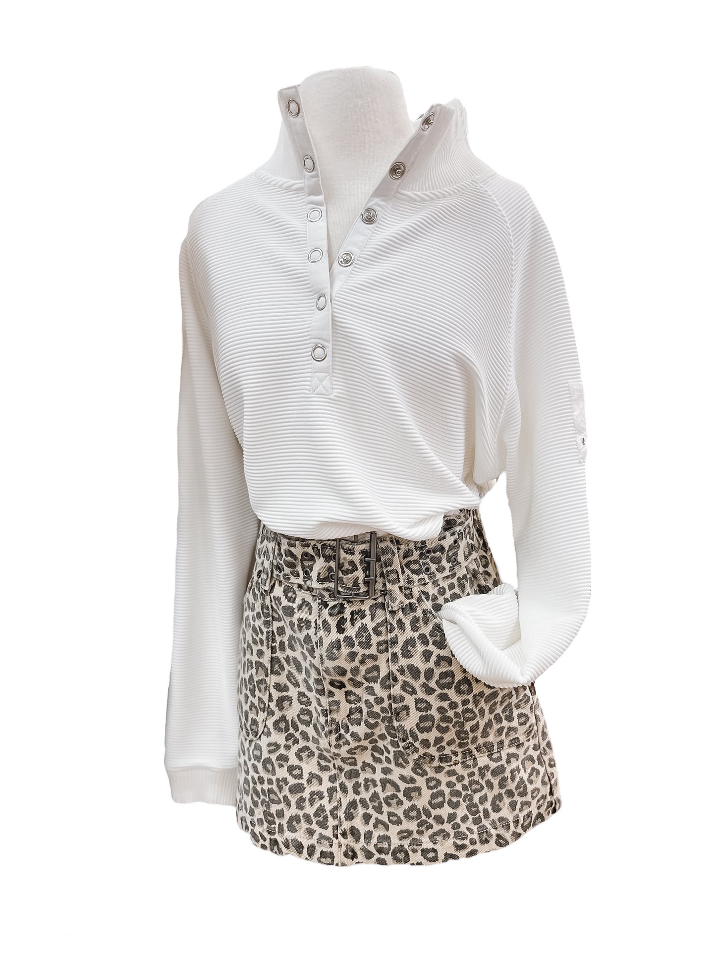 Belted Leo Denim Mini Skirt